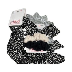 Scunci Black and Cream Patterned Hair Accessories 4pc set